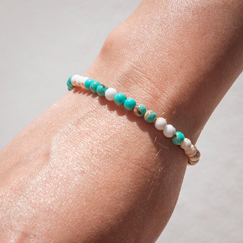 Turquoise and white shell handmade bracelet